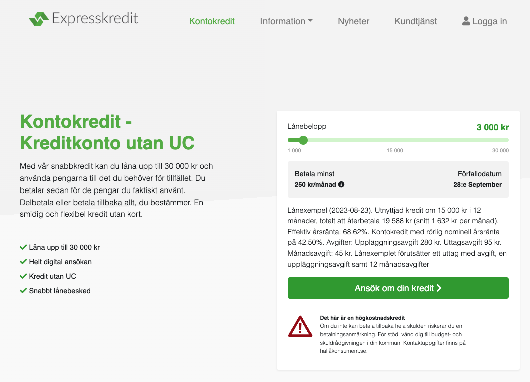 Expresskredit - Kontokredit